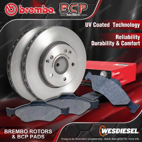 Front Brembo Disc Brake Rotors + Pads for Chrysler Sebring Jeep Compass Patriot