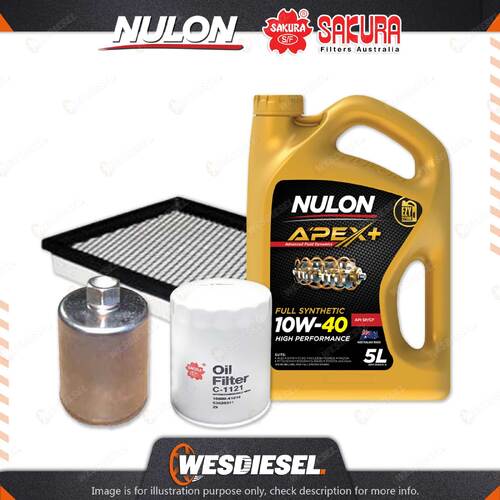 Oil Air Fuel Filter + 5L APX10W40 Oil Service Kit for Ford Fairmont AUII 6cyl 4L