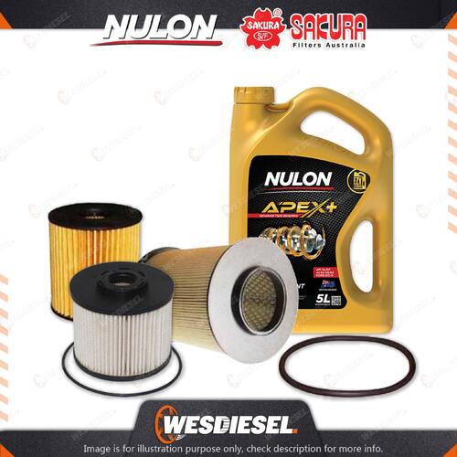 Oil Air Fuel Filter + 5L APX5W30A5 Service Kit for Ford Focus LW 4cyl 2L Diesel