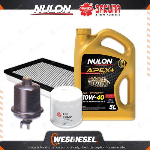 Oil Air Fuel Filter + 5L APX10W40 Oil Service Kit for Honda Crv RD 4cyl 2L 97-01