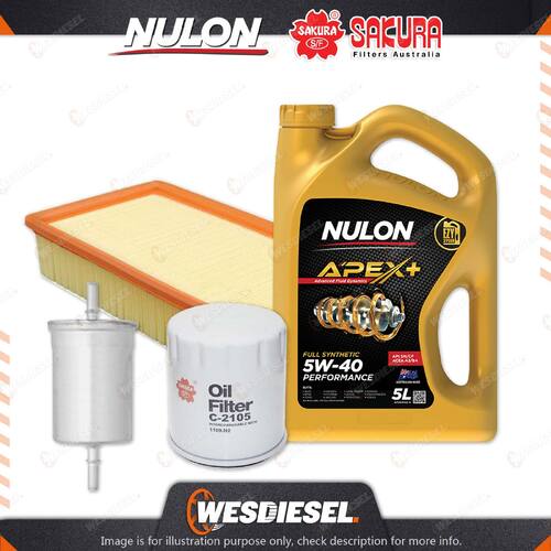 Oil Air Fuel Filter + 5L APX5W40 Oil Service Kit for Peugeot 607 VF V6 3L 02-05
