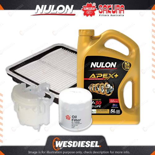 Oil Air Fuel Filter+5L APX5W30D1 Oil Service Kit for Subaru Liberty BLE 3L 04-07