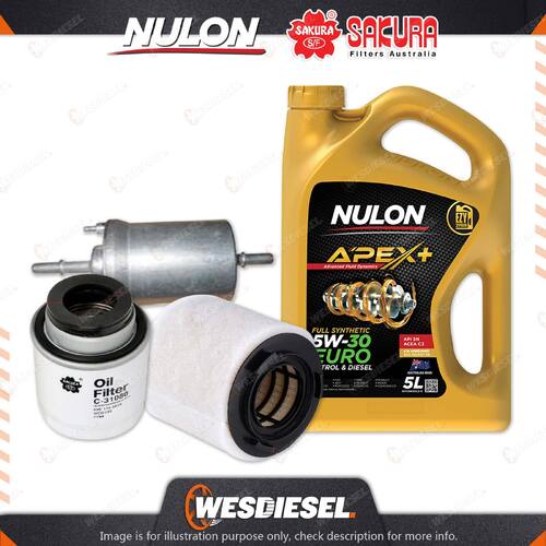 Oil Air Fuel Filter + 5L APX5W30C3 Service Kit for Volkswagen Polo 6R 77 TSI 1.2
